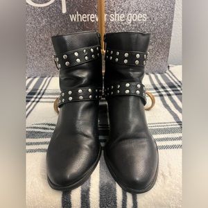 Style & Co Betzie Buckle boots, studded. Women’s size 9. Silver hardware.